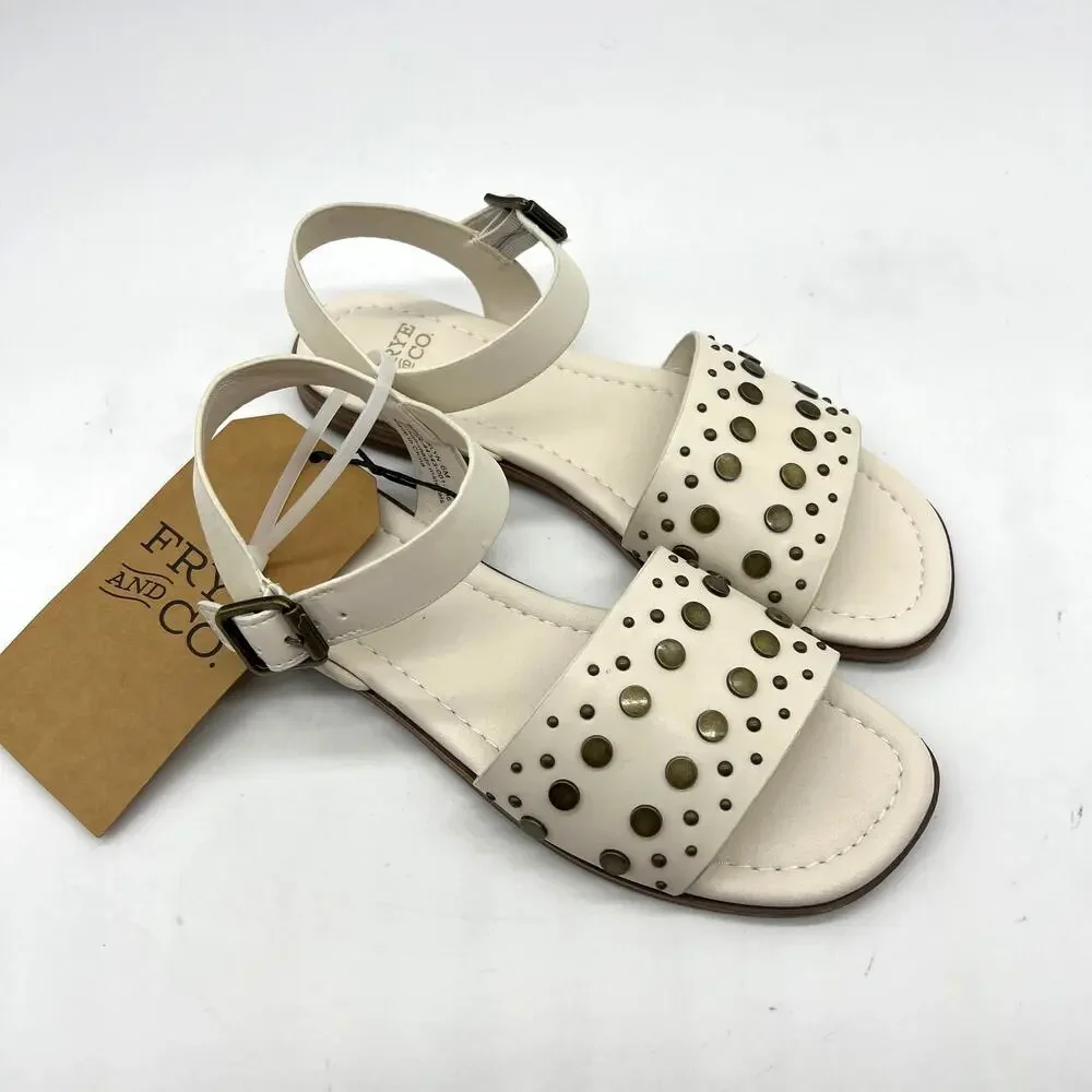 Frye and Co. Womens Brooklyn Adjustable Strap Flat Sandals Cream Size 6M